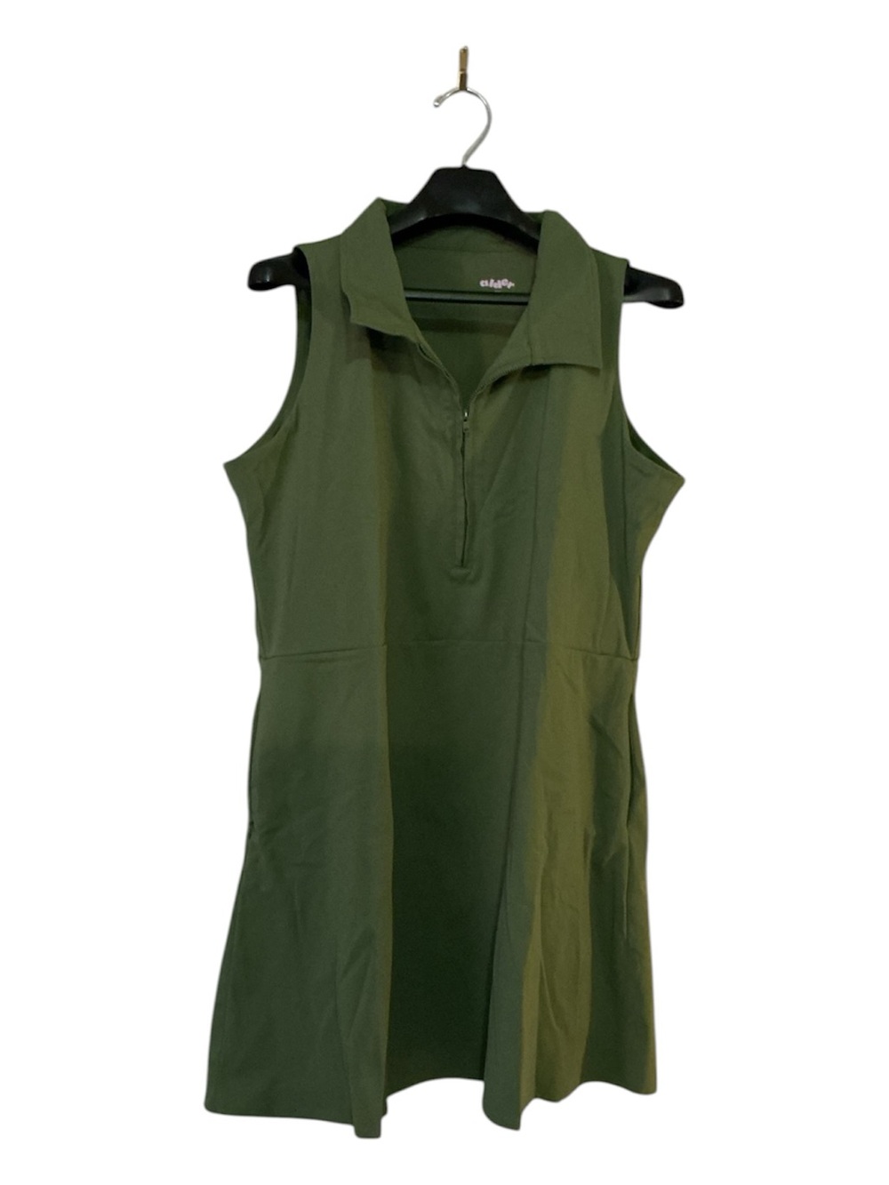 Green Sleeveless Polo Zip Golf Mini Dress